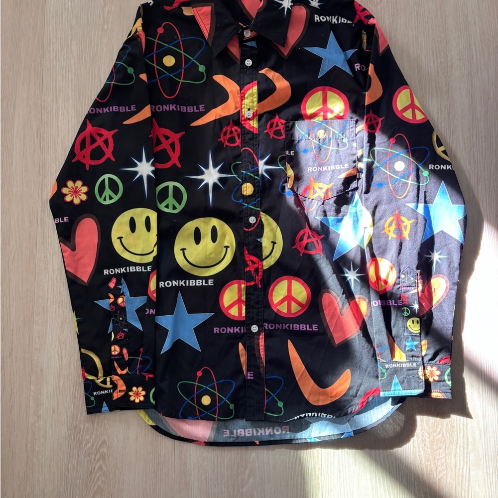 Colorful Graphic Button-Up Shirt